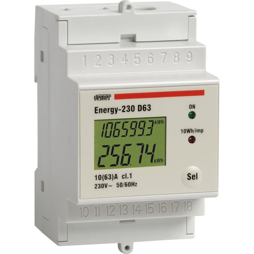 Jednofázový elektroměr Vemer Energy-230 D63